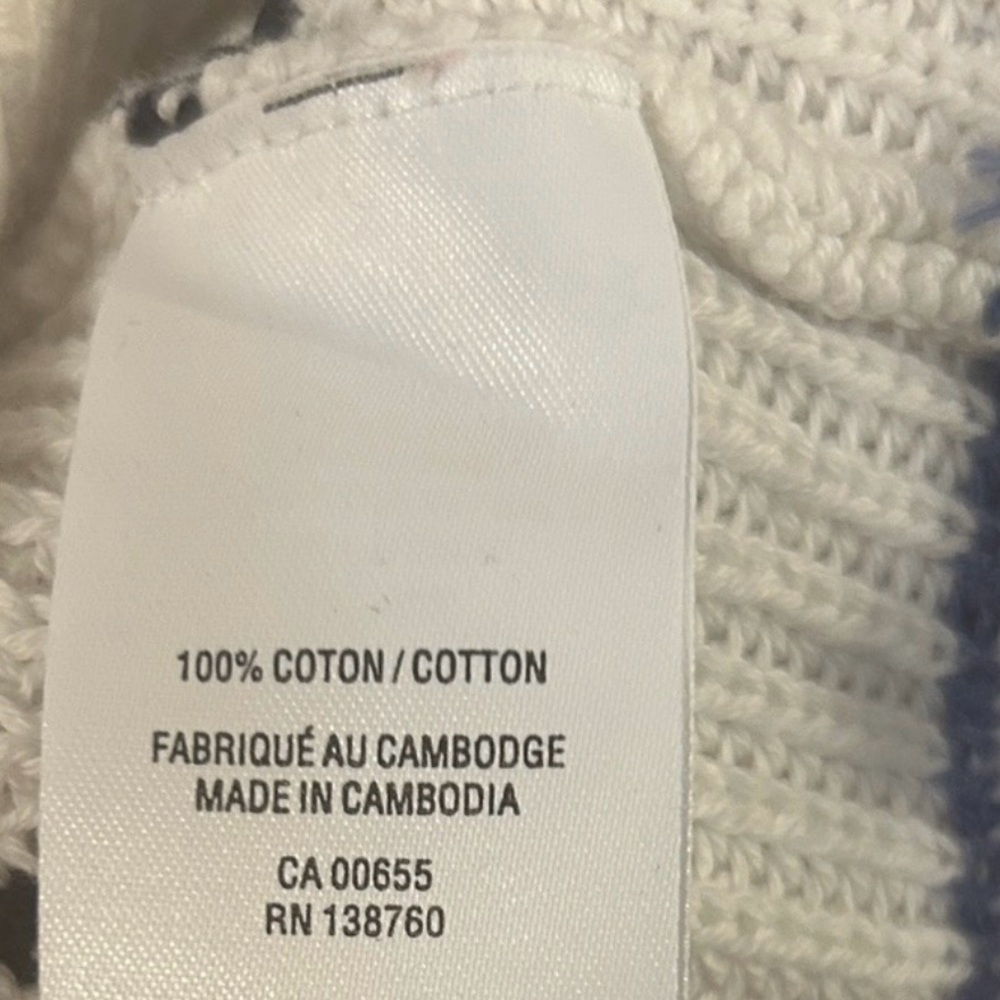 Reitmans Cream Sweater with Red, Blue, and Black Stripes - Picture 3 of 5